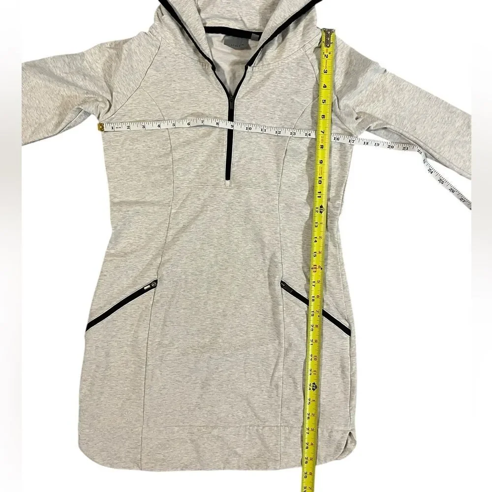 Athleta Long Zip Up Hoodie Heathered Gray Tunic Duster Sweatshirt Womens Small
